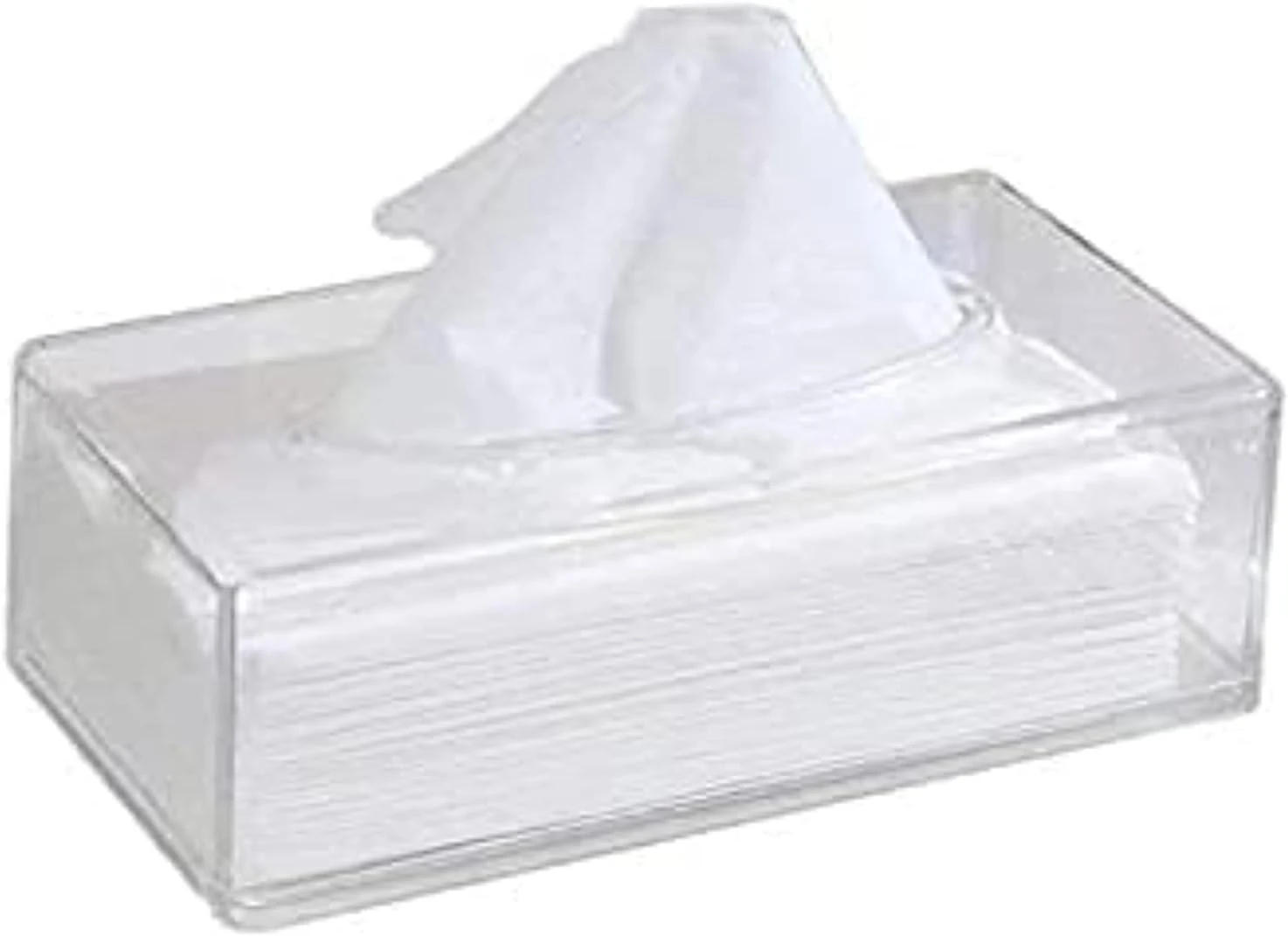 Tissue Box - Rectangular Napkin Holder, Clear Box Cover Facial Tissue Dispenser,