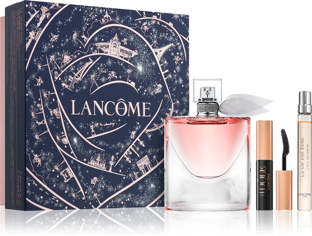 LANCOME LA VIE EST BELLE (L) EDP SET 100+B/L 50ML +EDP 10+2ML MASCARA PERFUMES