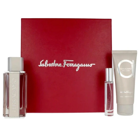 SF FERRAGAMO BRIGHT LEATHER (M) EDT SET 100+10+100ML PERFUMES
