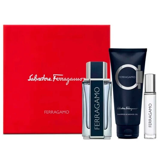 S.F FERRAGAMO SET (M) EDT 100ML+EDT 10ML+ SG 100ML PERFUMES