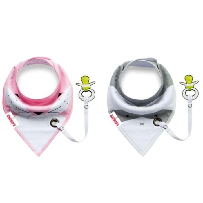 Eazy kids Bandana Drool Bibs Set of 2 – Organic Cotton - Pink Grey