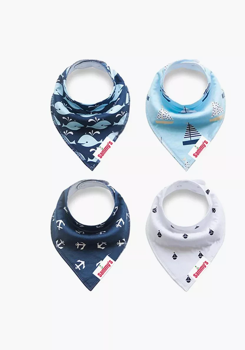 Eazy kids Bandana Bibs Set of 4 - Organic Cotton - Anchor Ships