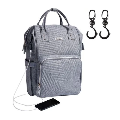 Diaper Bag - Nova Grey + Stroller Hooks
