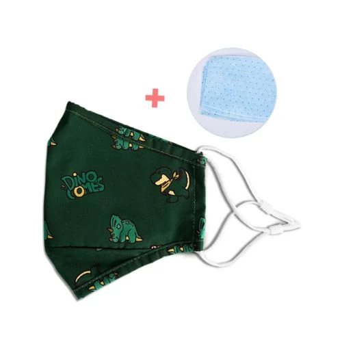 Kids Re - usable Face Mask - Dinosaur - Green
